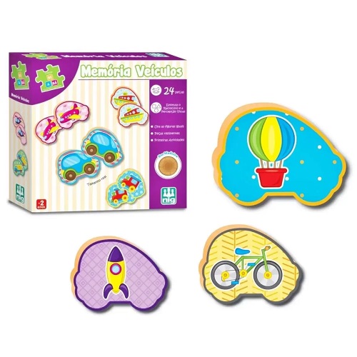 JOGO NIG MEMÓRIA VEÍCULOS 24 PEÇAS